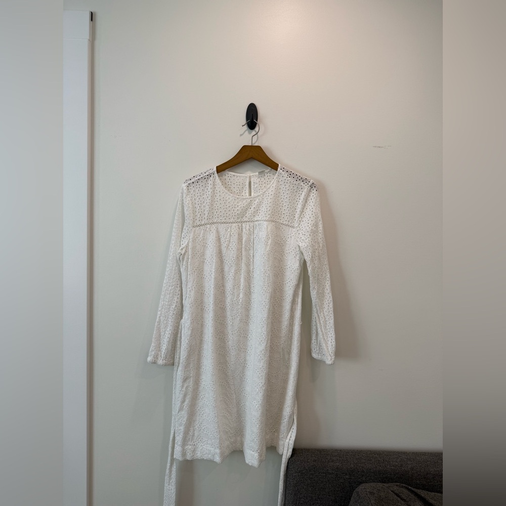 GAP White Long Sleeve Eyelet Dress